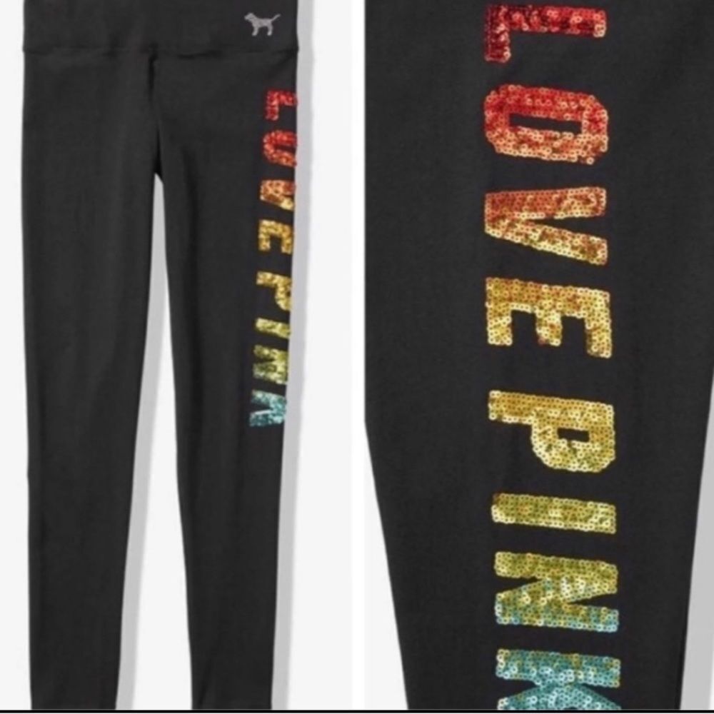 Victoria’s Secret Pink Rainbow Ombre bling leggings M NWT
